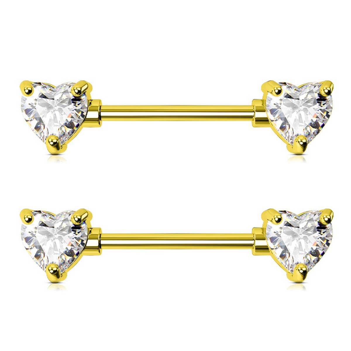 Bijoux de mamelon en titane 14G Heart Clear CZ