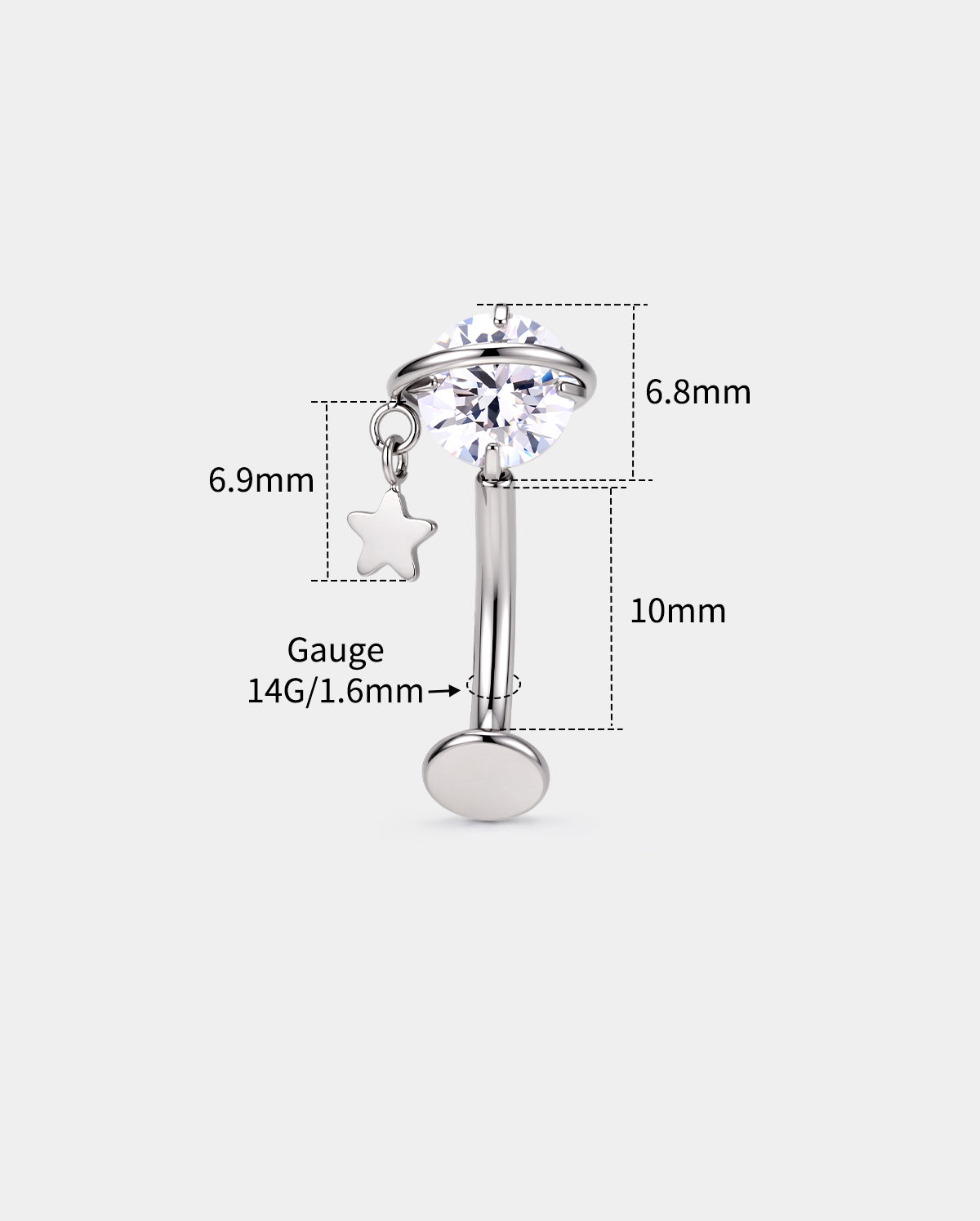 Planet Threadless Floating Titanium Belly Ring