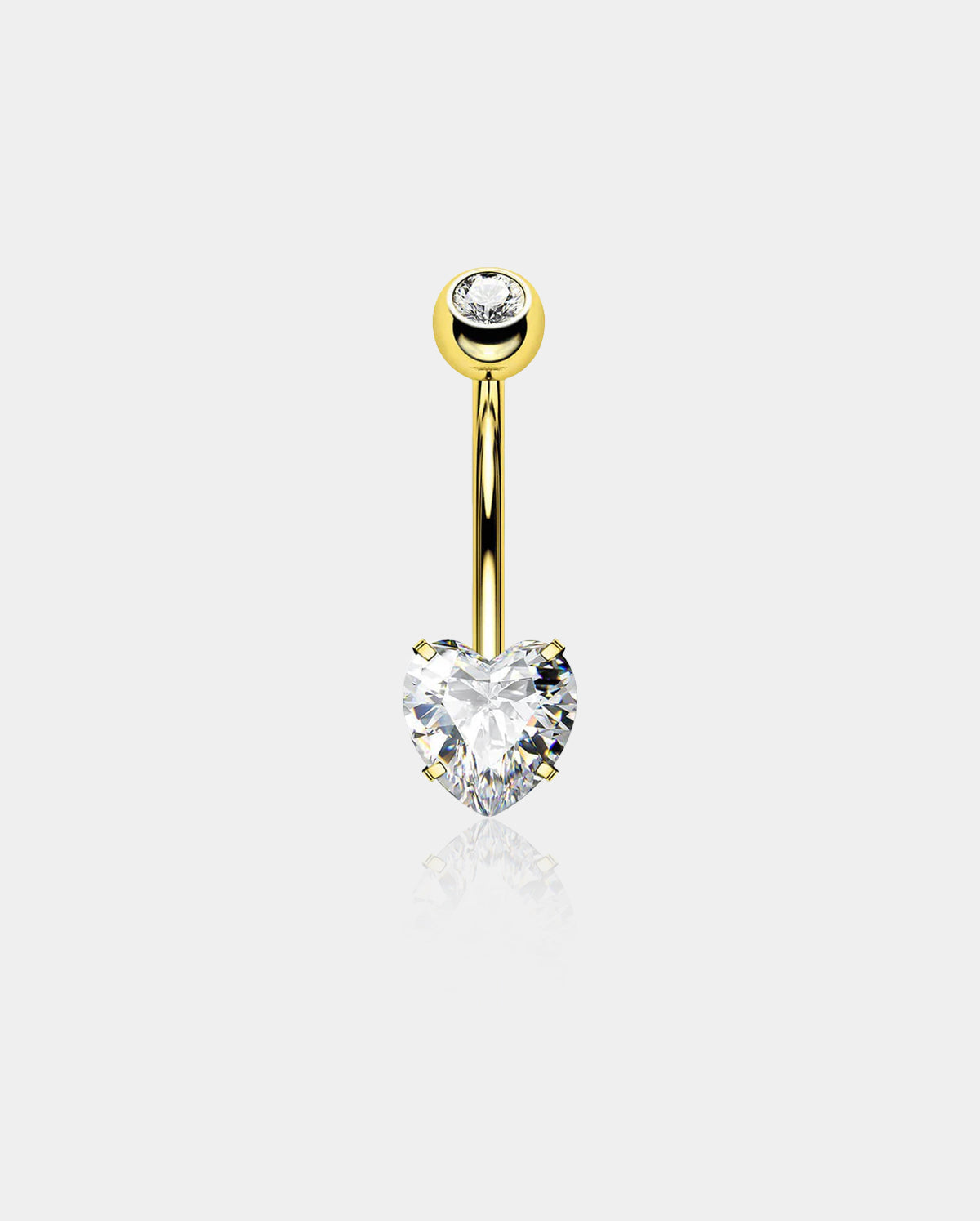 Heart CZ Titanium Belly Ring
