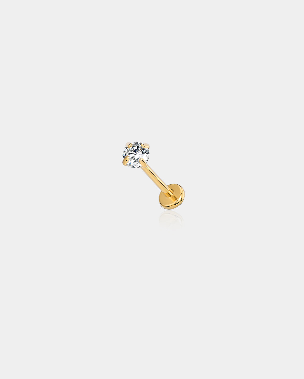 gold round cz  threadless nose stud