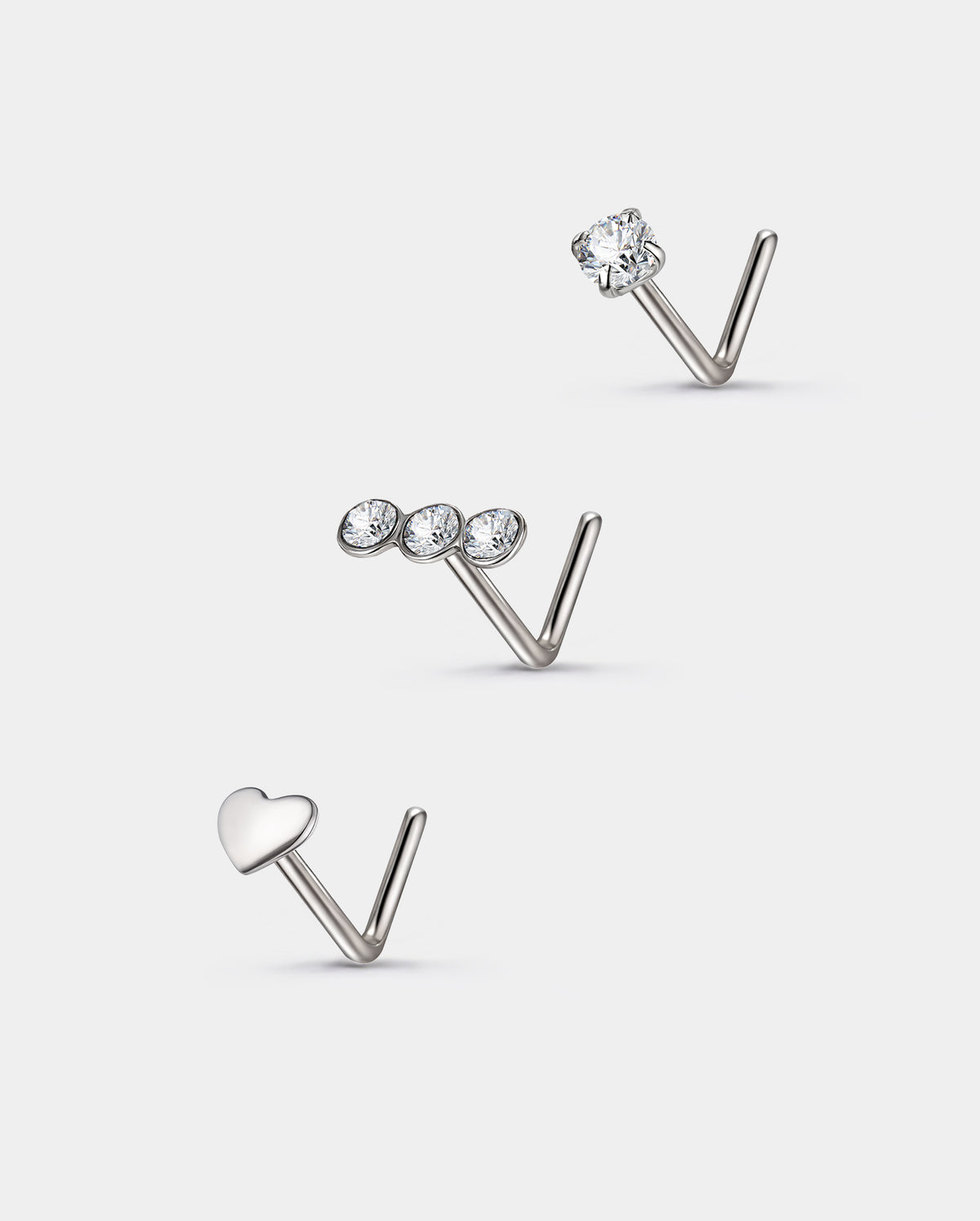 heart titanium nose stud 