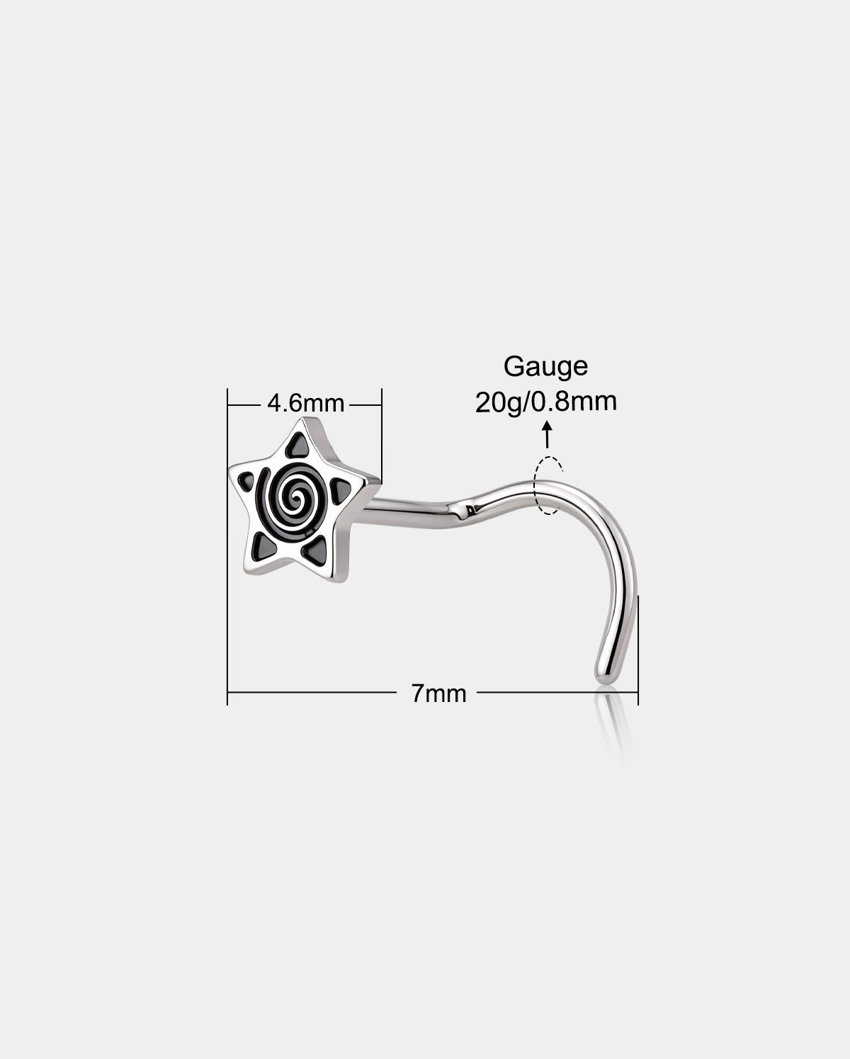Oxidized Spiral Star Titanium Nose Screw Stud