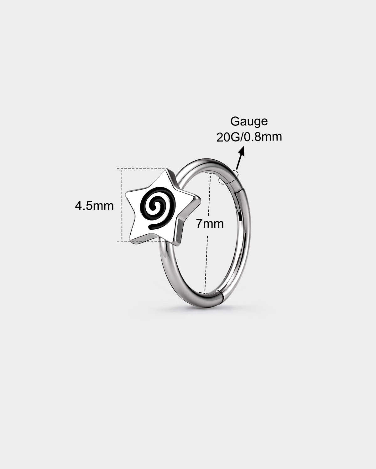 Spiral Star Titanium Nose Ring