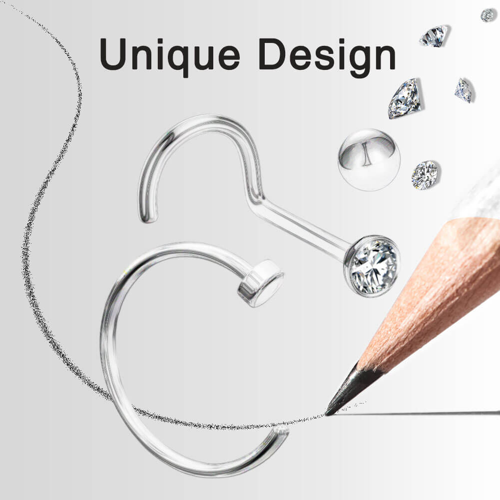 20G 3PCS Anillo de nariz de titanio/Tornillo Stud Pack